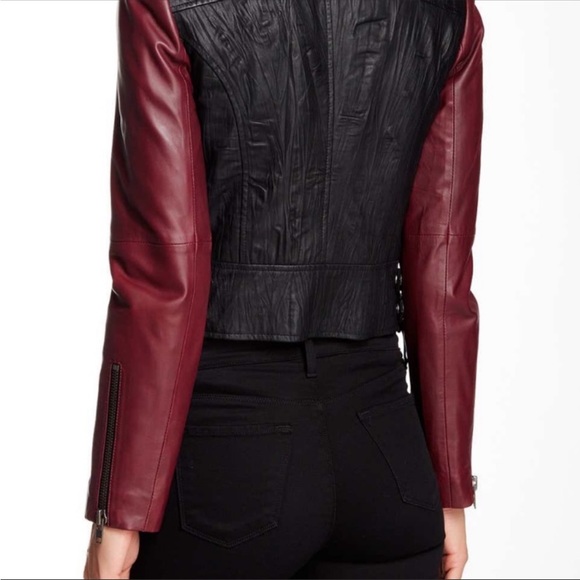 Walter Baker Vikki Two Toned Motorcycle Leather Jacket - Picture 2 of 16